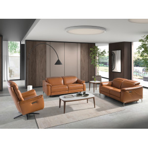 PICASSENT prémium bőr relax kanapé - 3 személyes - barna