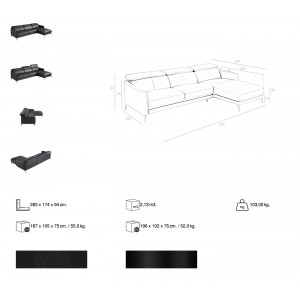 MUSSARA prémium bőr sarokkanapé - jobbos kivitel