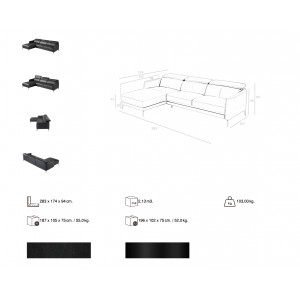 MUSSARA prémium bőr sarokkanapé - balos kivitel
