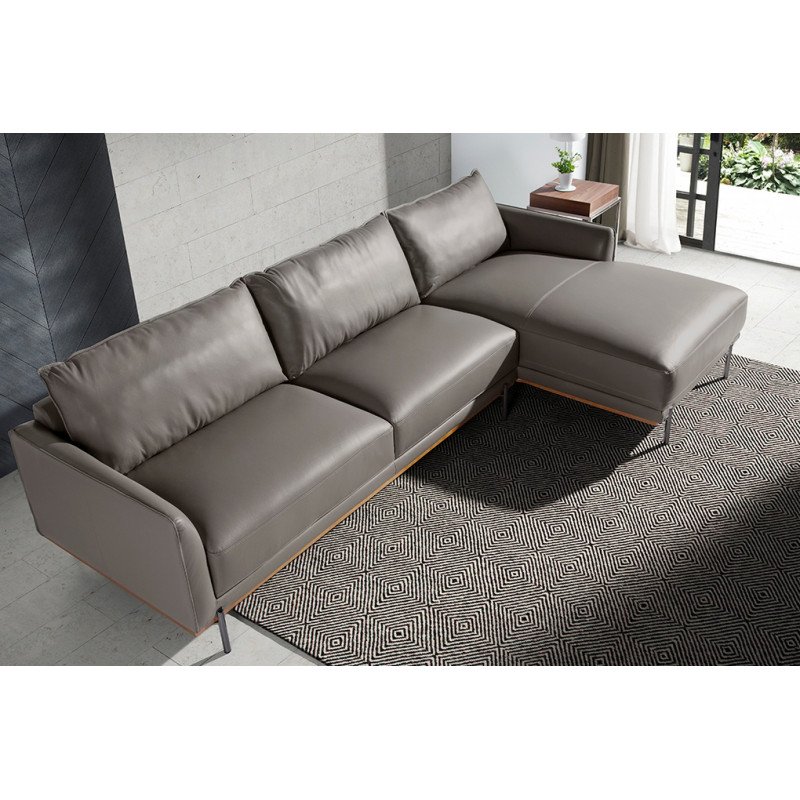 TESORILLO prémium bőr sarokkanapé - jobbos kivitel - szürke