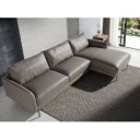 TESORILLO prémium bőr sarokkanapé - jobbos kivitel - szürke