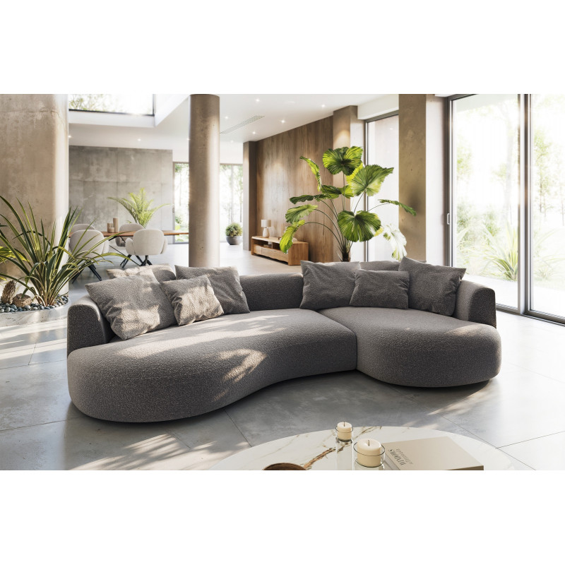 COLMAN modern kanapé - szürke bouclé - 328cm