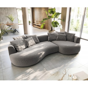 COLMAN modern kanapé - szürke bouclé - 328cm