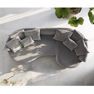 COLMAN modern kanapé - szürke bouclé - 328cm