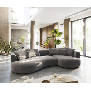 COLMAN modern kanapé - szürke bouclé - 328cm