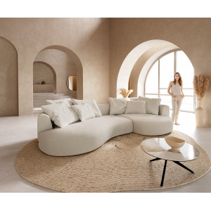 COLMAN modern kanapé - fehér bouclé - 328cm