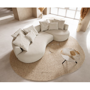 COLMAN modern kanapé - fehér bouclé - 328cm