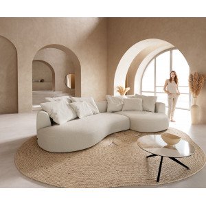 COLMAN modern kanapé - fehér bouclé - 328cm