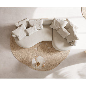 COLMAN modern kanapé - fehér bouclé - 328cm