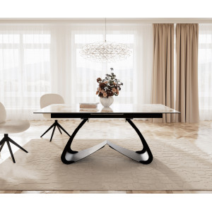 MURANO prémium kerámia étkezőasztal - 180-220cm - beige márvány