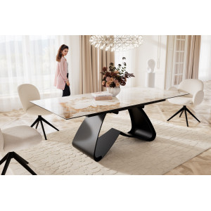 MURANO prémium kerámia étkezőasztal - 180-220cm - beige márvány Bővíthető étkezőasztal