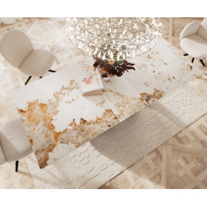 MURANO prémium kerámia étkezőasztal - 180-220cm - beige márvány