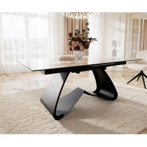 MURANO prémium kerámia étkezőasztal - 180-220cm - beige márvány