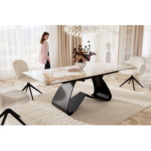 MURANO prémium kerámia étkezőasztal - 180-220cm - beige márvány Bővíthető étkezőasztal