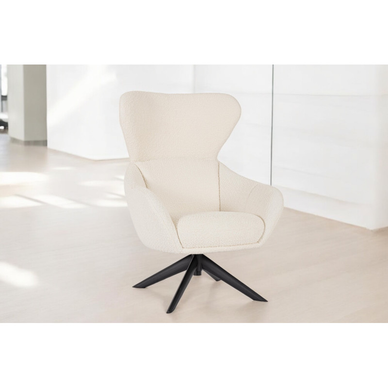NOVARA design forgófotel - fehér boucle