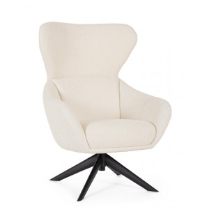NOVARA design forgófotel - fehér boucle