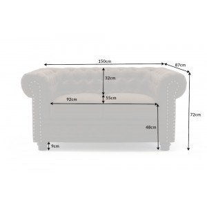 CHESTER II design 2 személyes kanapé - vintage barna