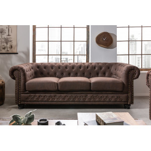 CHESTER II design 3 személyes kanapé - vintage barna INVICTA