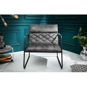 MUSTANG design bársony fotel - szürke INVICTA