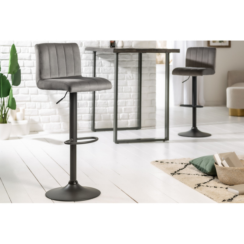 PORTLAND design bársony bárszék - szürke