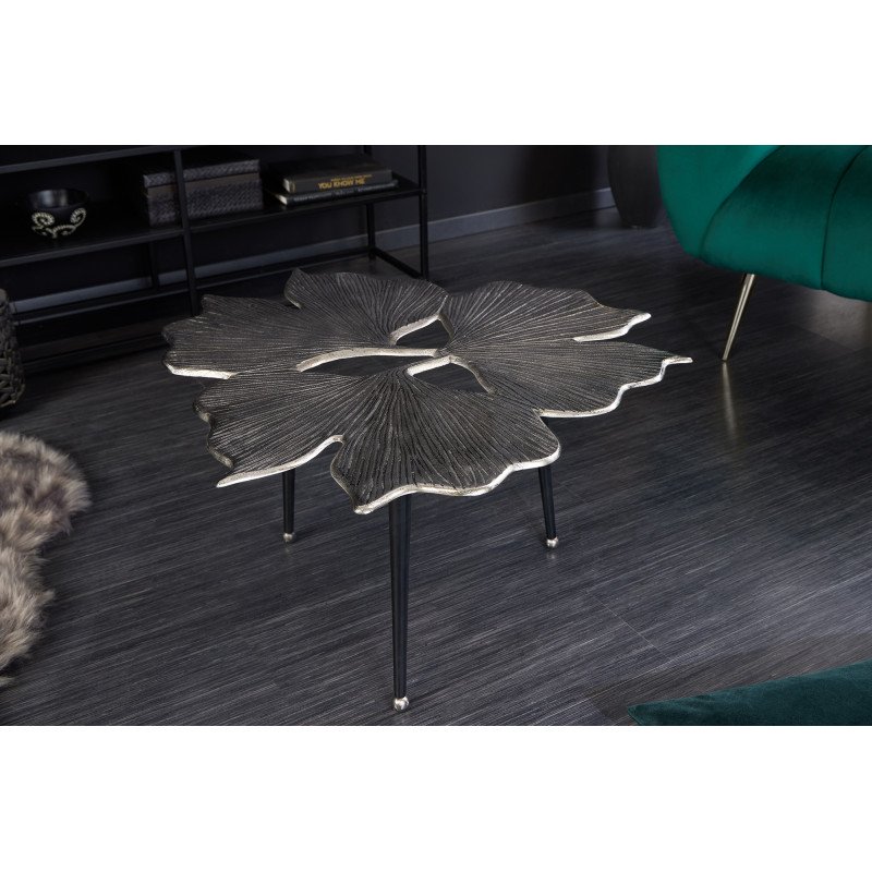 GINKGO design fém dohányzóasztal - 75cm - ezüst