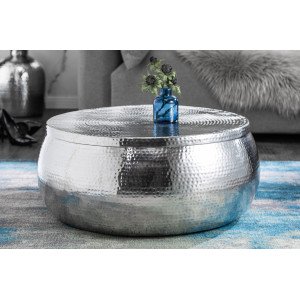 DELHI STORAGE fém dohányzóasztal - ezüst Fém