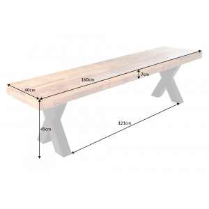 IRON CRAFT X tömör mangófa ülőpad - 160/200cm