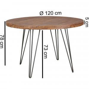 MANILA tömör rózsafa kerek étkezőasztal - 120cm