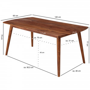 INDIGO tömör rózsafa étkezőasztal - 80/120cm