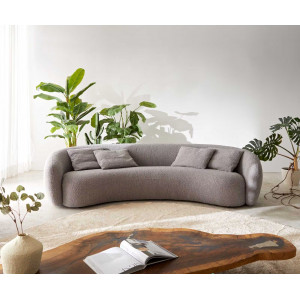LARNA modern kanapé - beige/szürke bouclé - 260cm