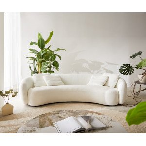 LARNA modern kanapé - beige/szürke bouclé - 260cm