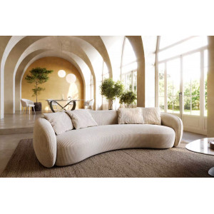 LARNA modern kanapé - beige kordbársony - 260cm DELIFE