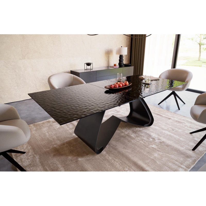 AMBROSIA prémium üveg bővíthető étkezőasztal - 180-220cm