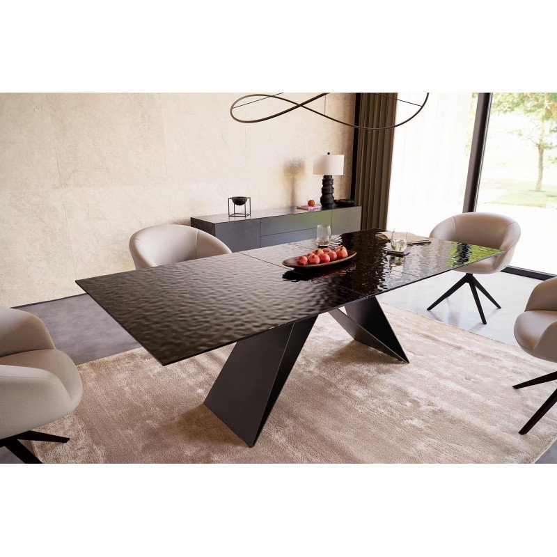 PULSE prémium üveg bővíthető étkezőasztal - 180-220cm