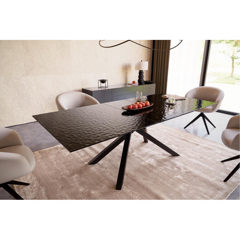 MILTON prémium üveg bővíthető étkezőasztal - 180-220cm