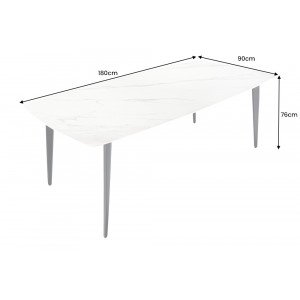 MILANO design kerámia étkezőasztal - 160/180cm - fehér