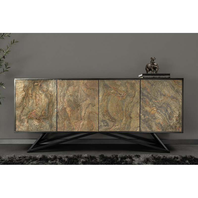 MOUNTAIN SOUL különleges kőfurnéros komód - 175cm - beige