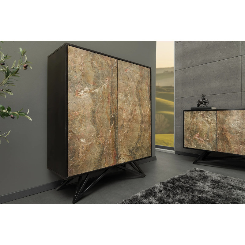 MOUNTAIN SOUL különleges kőfurnéros komód - 120cm - beige