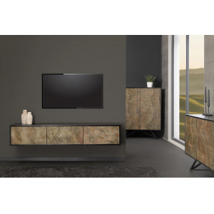 MOUNTAIN SOUL különleges kőfurnéros fali TV-szekrény - 160cm - beige