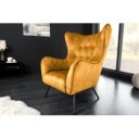 AMSTERDAM design bársony fotel - sárga