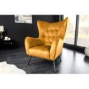 AMSTERDAM design bársony fotel - sárga
