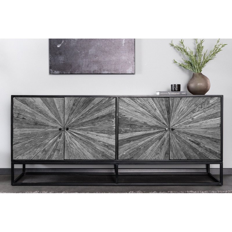 BARRACUDA STAR design teakfa komód - 177cm - szürke