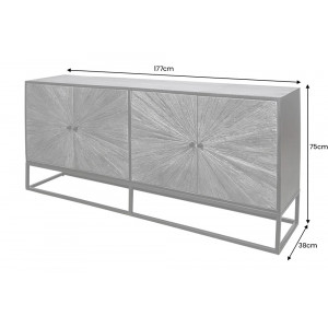 BARRACUDA STAR design teakfa komód - 177cm - szürke