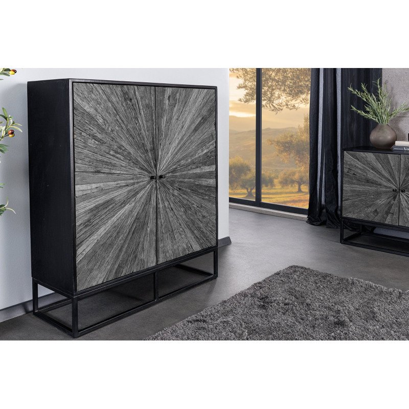 BARRACUDA STAR design teakfa szekrény - 120cm - szürke