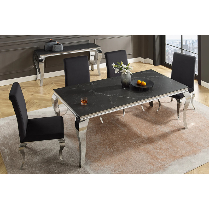MODERN BAROCK design étkezőasztal -180cm - fekete márvány
