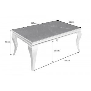 MODERN BAROCK design dohányzóasztal - 100cm - fekete márvány