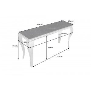 MODERN BAROCK konzolasztal - 145cm - fekete márvány