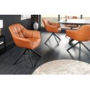 PAPILLON design forgatható szék - valódi bőr - konyak