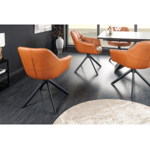 PAPILLON design forgatható szék - valódi bőr - konyak