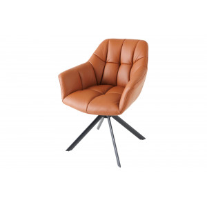PAPILLON design forgatható szék - valódi bőr - konyak